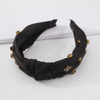 Simple Solid Color Knotted Hair Accessories Rhinestone Retro Headband sku image 3