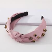 Simple Solid Color Knotted Hair Accessories Rhinestone Retro Headband sku image 4