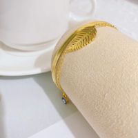 New Leaf Pendant Titanium Steel Snake Bone Bracelet Fashion Trend 18k Gold Plated Leaf Bracelet main image 4
