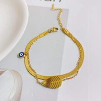 New Leaf Pendant Titanium Steel Snake Bone Bracelet Fashion Trend 18k Gold Plated Leaf Bracelet main image 5