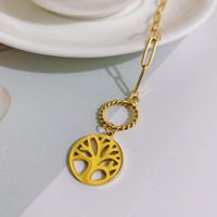 Fashion Tree Of Life Pendant Titanium Steel 18k Gold Plated Niche Bracelet New Jewelry main image 3