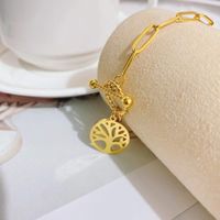 Fashion Tree Of Life Pendant Titanium Steel 18k Gold Plated Niche Bracelet New Jewelry main image 4