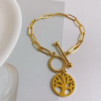 Fashion Tree Of Life Pendant Titanium Steel 18k Gold Plated Niche Bracelet New Jewelry main image 5