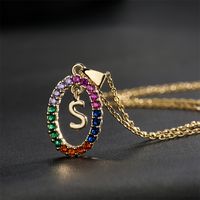 Véritable Or Galvanoplastie 26 Alphabet Anglais Zircon Pendentif Cuivre Collier Femme main image 2