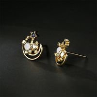 Cute Animal Copper Micro-inlaid Zircon Copper Earrings Female main image 3