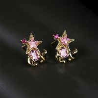 Boucles D&#39;oreilles En Cuivre Avec Zircon Micro-incrusté De Cuivre Animal Mignon main image 4