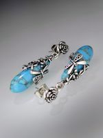 European And American Creative Flower Dragonfly And Turquoise Earrings Female Wholesale main image 3