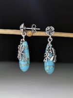 European And American Creative Flower Dragonfly And Turquoise Earrings Female Wholesale main image 6