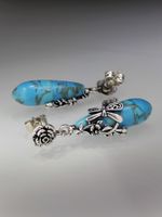 European And American Creative Flower Dragonfly And Turquoise Earrings Female Wholesale main image 7