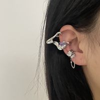 Simple Irregular Metal Purple Zircon Tassel Ear Bone Clip main image 3