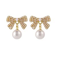 Exquisite Pearl Bow Stud Earrings Simple Trendy Temperament Earring main image 6