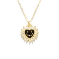 Copper Zircon Colorful Dripping Oil Heart-shaped Smiley Copper Necklace main image 4