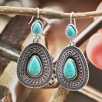 New European And American Fashion Turquoise Exaggerated Earrings Wholesale main image 3