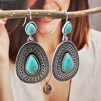 New European And American Fashion Turquoise Exaggerated Earrings Wholesale main image 5