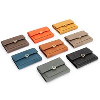 Leather Short Wallet Female 2022 New Style Soft Leather Three-fold Buckle Small Wallet main image 3