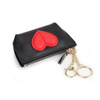 Fashion Leather Mini Coin Purse Short New Heart Keychain Monedero main image 6