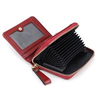 Multifunctional Embossed Wallet New First Layer Oil Wax Leather Ladies Short Wallet main image 4
