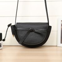 Bolso De Hombro De Piel De Vaca Con Capa Superior En Forma De Silla De Montar Con Lazos A La Moda, Bolso De Cuero Para Mujer main image 2