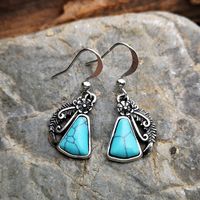 Retro Creative Feather Leaf Earrings Fashion Flower White Turquoise Earrings sku image 1