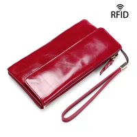 Retro Oil Wax Leather Lady's Hand Purse First Layer Cowhide Multi-card Pocket Handbag main image 3