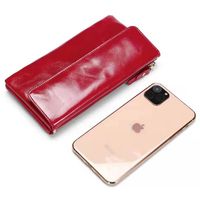 Retro Oil Wax Leather Lady's Hand Purse First Layer Cowhide Multi-card Pocket Handbag main image 1