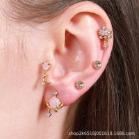 Love Ear Bone Studs Pink Peach Heart Star Moon Small Stud Earrings main image 5