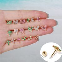 Color Zirconium Creative Popular Butterfly Star Green Copper Earrings main image 1