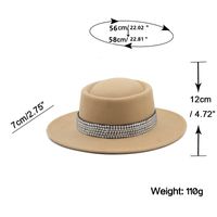 Fashion Women's Hat Woolen Big Brim Hat Solid Color Rhinestone Flat-brimmed Top Hat main image 5