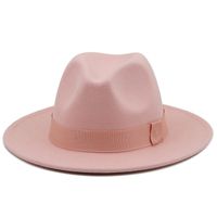 Simple Jazz Hat Big Brim Hat Fashion Ribbon Top Hat  Cashmere Felt Hat main image 4