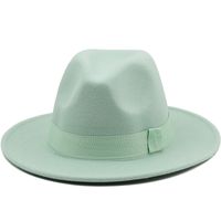 Simple Fashion Jazz Hat Big Brim Hat Ribbon Top Hat Cashmere Solid Color Felt Hat main image 1