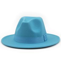 أزياء بسيطة قبعة الجاز قبعة كبيرة حافة قبعة الشريط أعلى قبعة الكشمير بلون شعر قبعة main image 3