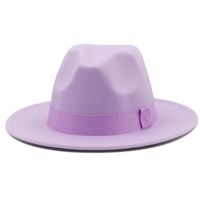 Simple Fashion Jazz Hat Big Brim Hat Ribbon Top Hat Cashmere Solid Color Felt Hat main image 4
