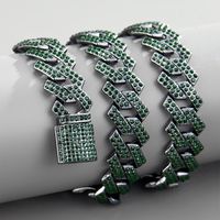 Trend Hip-hop Hiphop Cuban Chain Emerald Diamond Couple Necklace main image 3