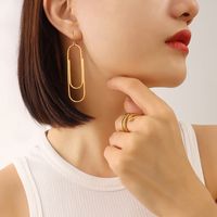 Simple Geometrical Pin Buckle Earrings Long Earrings Jewelry main image 5