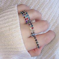 Fashion Contrast Color Women's Rhinestone Elastic Ring Set Of 3 main image 2