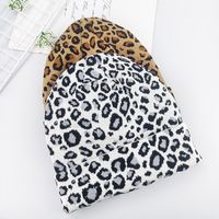 Fashion Winter Leopard Knit Hats Woolen Hat Casual Double Layer Warmth Cap main image 3