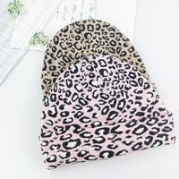 Fashion Winter Leopard Knit Hats Woolen Hat Casual Double Layer Warmth Cap main image 4
