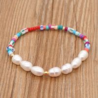 Retro Ethnic Color Beads Simple Baroque Natural Freshwater Pearl Bracelet main image 1