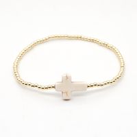 New Simple Acrylic Gold-plated Non-fading Beaded White Turquoise Cross Bracelet main image 6