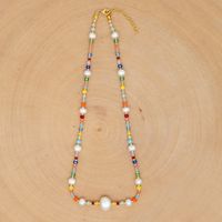 Natural Freshwater Pearl Simple Rainbow Rice Bead Ethnic Necklace main image 5
