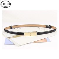 Simple Thin Belt Female Fashion Metal Buckle Solid Color Belt Wholesale main image 4