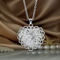 I Love You Forever Heart-shaped Hollow Carved Pendant Necklace Wholesale main image 1
