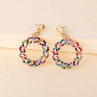 Personnalité Créative Alliage Diamant Strass Boucles D&#39;oreilles Guirlande Multicouche main image 4