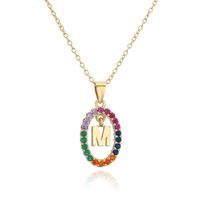 Véritable Or Galvanoplastie 26 Alphabet Anglais Zircon Pendentif Cuivre Collier Femme sku image 10