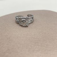 Vintage Pearl Row Diamond Ring Heart Hip Hop Design Opening Ring sku image 3