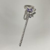 Simple Irregular Metal Purple Zircon Tassel Ear Bone Clip sku image 2