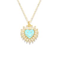 Copper Zircon Colorful Dripping Oil Heart-shaped Smiley Copper Necklace sku image 7