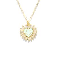 Copper Zircon Colorful Dripping Oil Heart-shaped Smiley Copper Necklace sku image 8