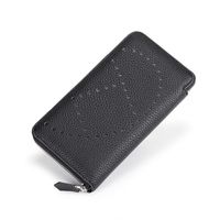 New Long Female Wallet First Layer Cowhide Fashion Hollow Multi-card Pocket Wallet sku image 1