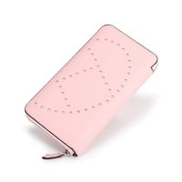 New Long Female Wallet First Layer Cowhide Fashion Hollow Multi-card Pocket Wallet sku image 3